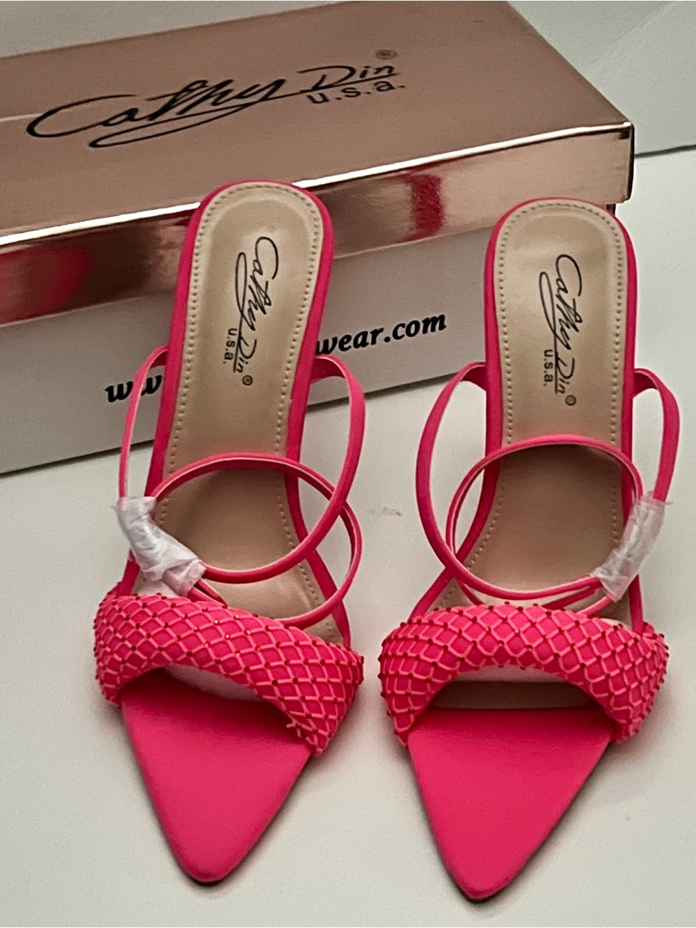Alista-10 | Hot Pink Stiletto Heel with micro rhinestone detail. New in box.